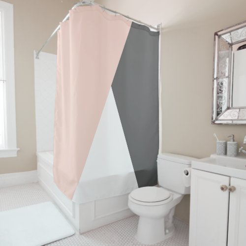 Elegant blush pink  grey geometric triangles shower curtain