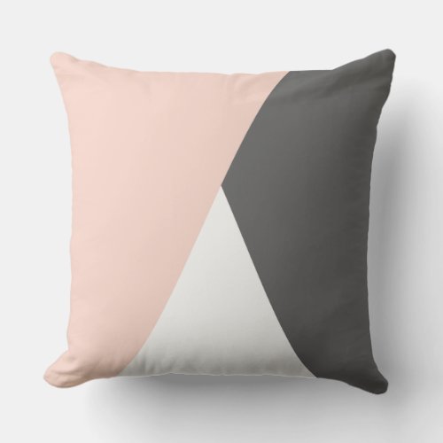 Elegant blush pink  grey geometric triangles throw pillow