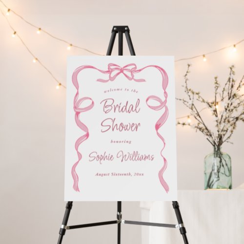Elegant Blush Pink Hand Drawn Bow Bridal Shower Foam Board