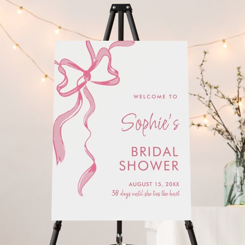 Elegant Blush Pink Hand Drawn Bow Bridal Shower Foam Board