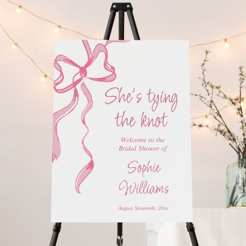 Elegant Blush Pink Hand Drawn Bow Bridal Shower Foam Board