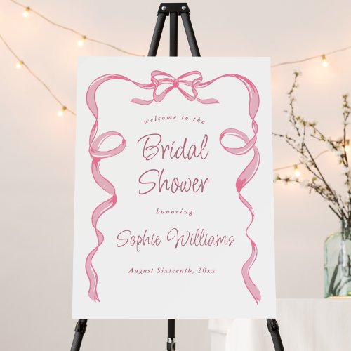 Elegant Blush Pink Hand Drawn Bow Bridal Shower Foam Board