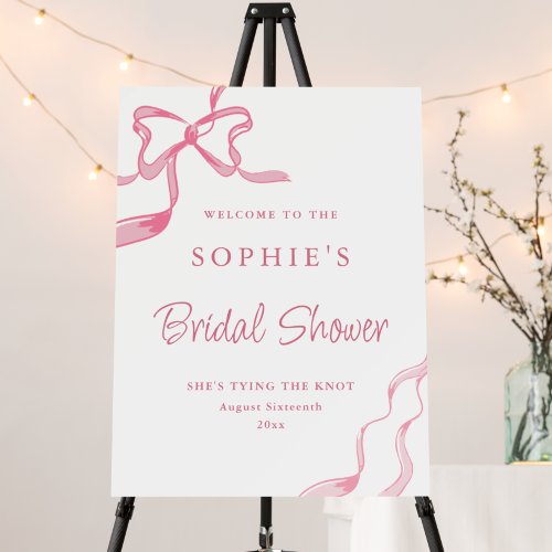 Elegant Blush Pink Hand Drawn Bow Bridal Shower Foam Board