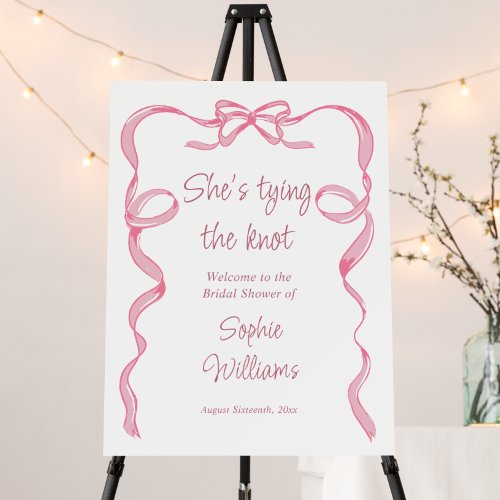 Elegant Blush Pink Hand Drawn Bow Bridal Shower Foam Board