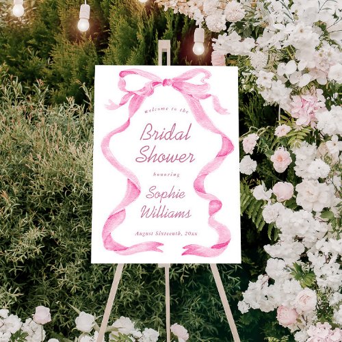 Elegant Blush Pink Hand Drawn Bow Bridal Shower Foam Board