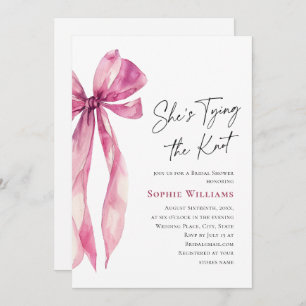 Elegant Blush Pink Hand Drawn Bow Bridal Shower Invitation