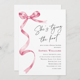 Elegant Blush Pink Hand Drawn Bow Bridal Shower Invitation