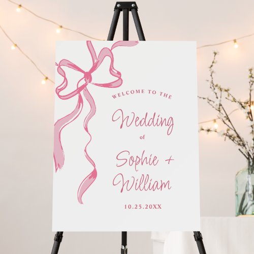 Elegant Blush Pink Hand Drawn Bow Wedding Foam Board