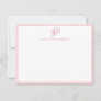 Elegant Blush Pink Hand Script Name Text Monogram Note Card
