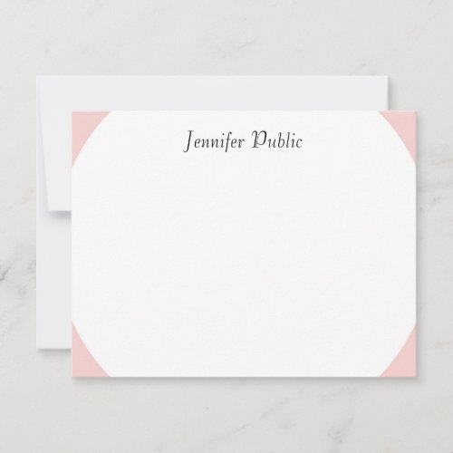 Elegant Blush Pink Handwritten Script Name Modern Note Card