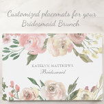 Elegant Blush Pink Ivory Floral Bridesmaid Brunch Placemat at Zazzle