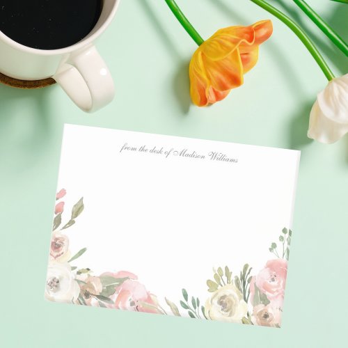 Elegant Blush Pink Ivory Floral Peony Personalized Post_it Notes