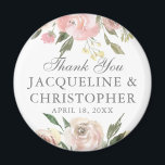 Elegant Blush Pink Ivory Floral Peony Wedding Magnet<br><div class="desc">An elegant floral bouquet of watercolor blush pink peonies and ivory roses frame these lovely spring wedding magnets. The botanical sprigs of sage green eucalyptus leaves decorate the border that surrounds the lovely cursive script. A beautiful personalized favor for a garden wedding reception during the summer. This collection is soft...</div>