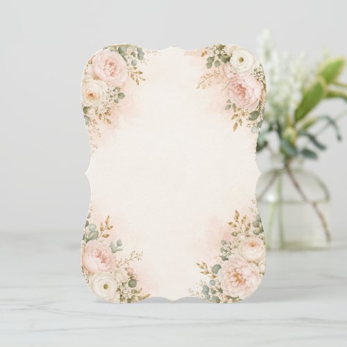 Elegant Blush Pink & Ivory Floral Wedding Invitati Invitation