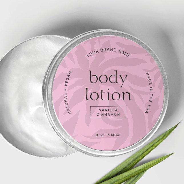 Elegant Blush Pink Lotion Jar Round Product Label (Feminine blush pink round product label with fully editable text & colors)