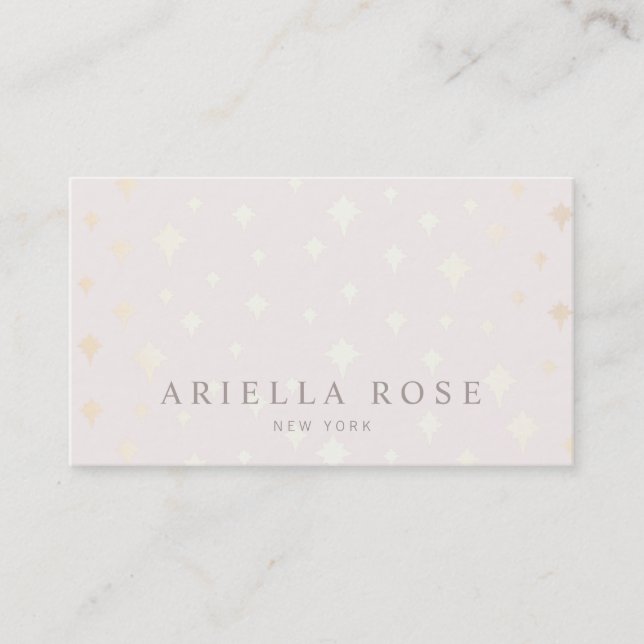 Elegant Blush Pink Luxe Gold Star Pattern Business Card (Front)