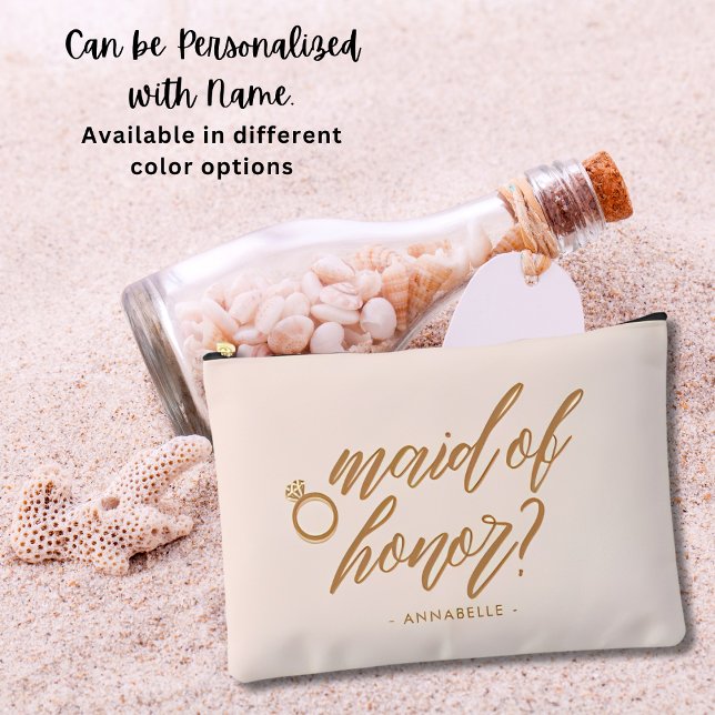 Elegant Blush Pink Maid of Honor Gift Personalized Accessory Pouch (Creator Uploaded)