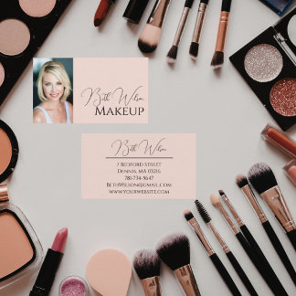 Elegant Blush Pink Makeup Photo  Business Card