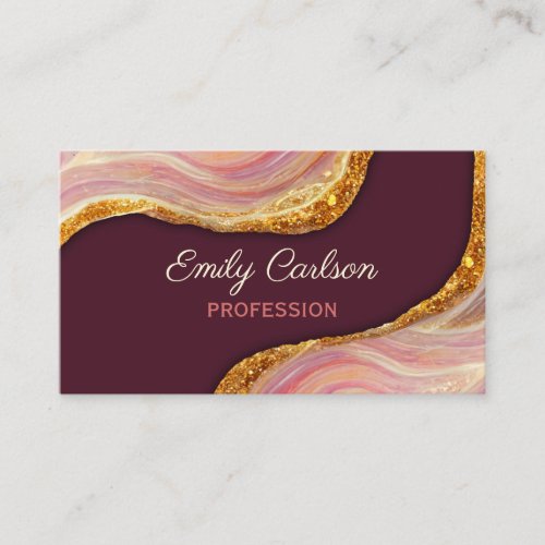 Elegant blush pink marble art faux gold glitter ap appointment card