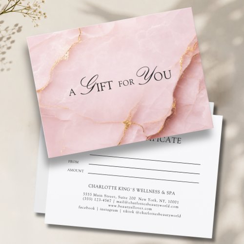 Elegant Blush Pink Marble Gift Certificate