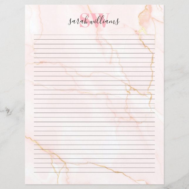 Elegant Blush Pink Marble Monogram (Front)