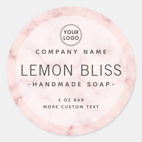 Elegant blush pink marble round product label
