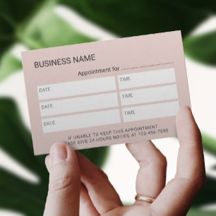 Elegant Blush Pink & Marble Salon Spa Appointment Card