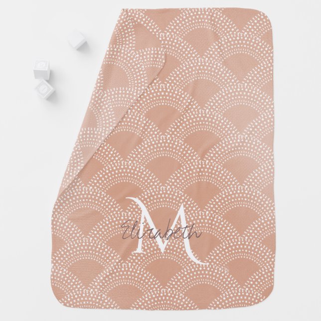 Elegant blush pink mermaid fish scale pattern baby blanket (In Situ)