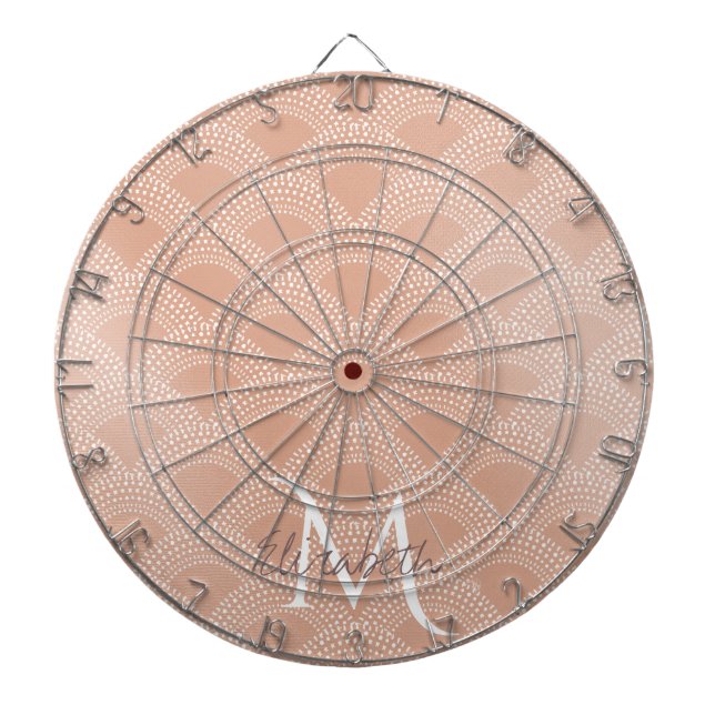 Elegant blush pink mermaid fish scale pattern dart board (Front)