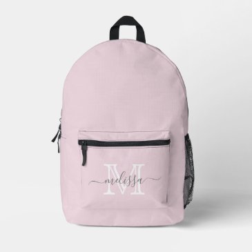 Elegant Blush Pink Minimal Name and Monogram