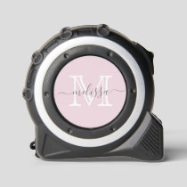 Elegant Blush Pink Minimal Name and Monogram Tape Measure