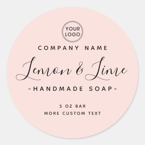Elegant blush pink minimal round product label