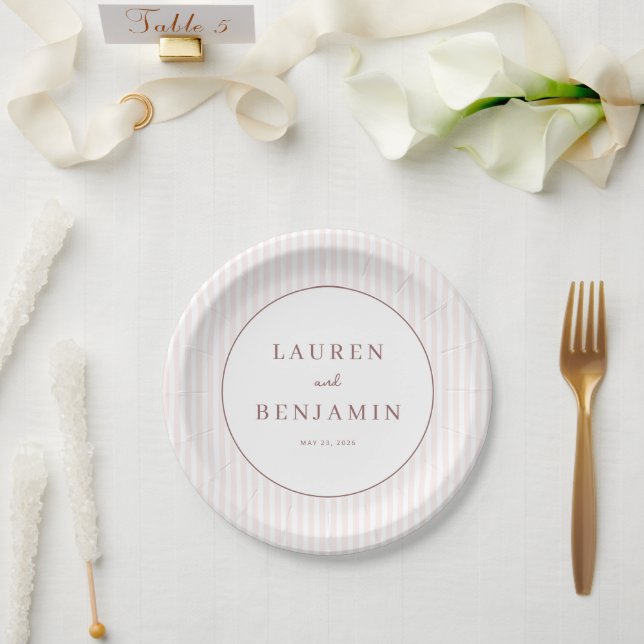Elegant Blush Pink Minimalist Paper Plates (Wedding)