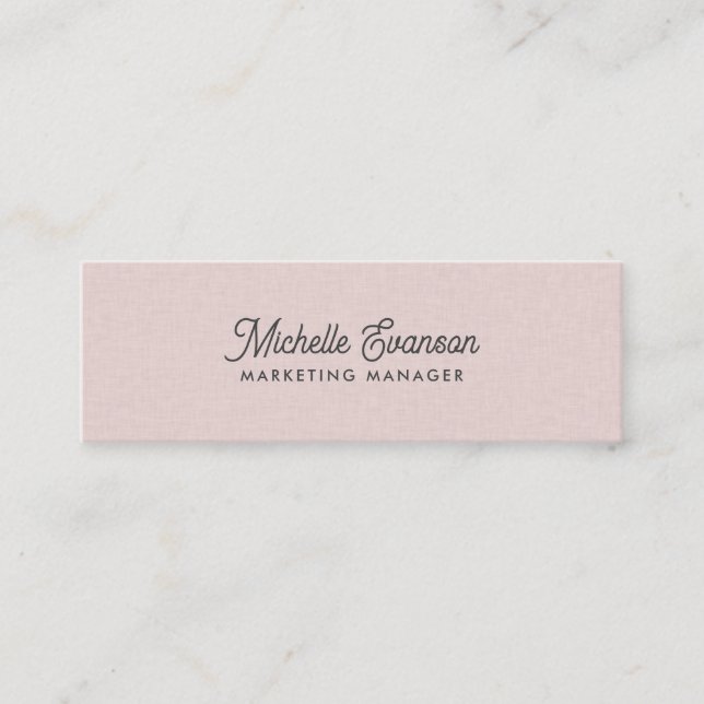 Elegant Blush Pink Minimalist Professional Mini Business Card (Front)