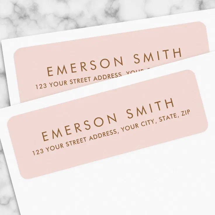 Elegant blush pink minimalist return address label Zazzle