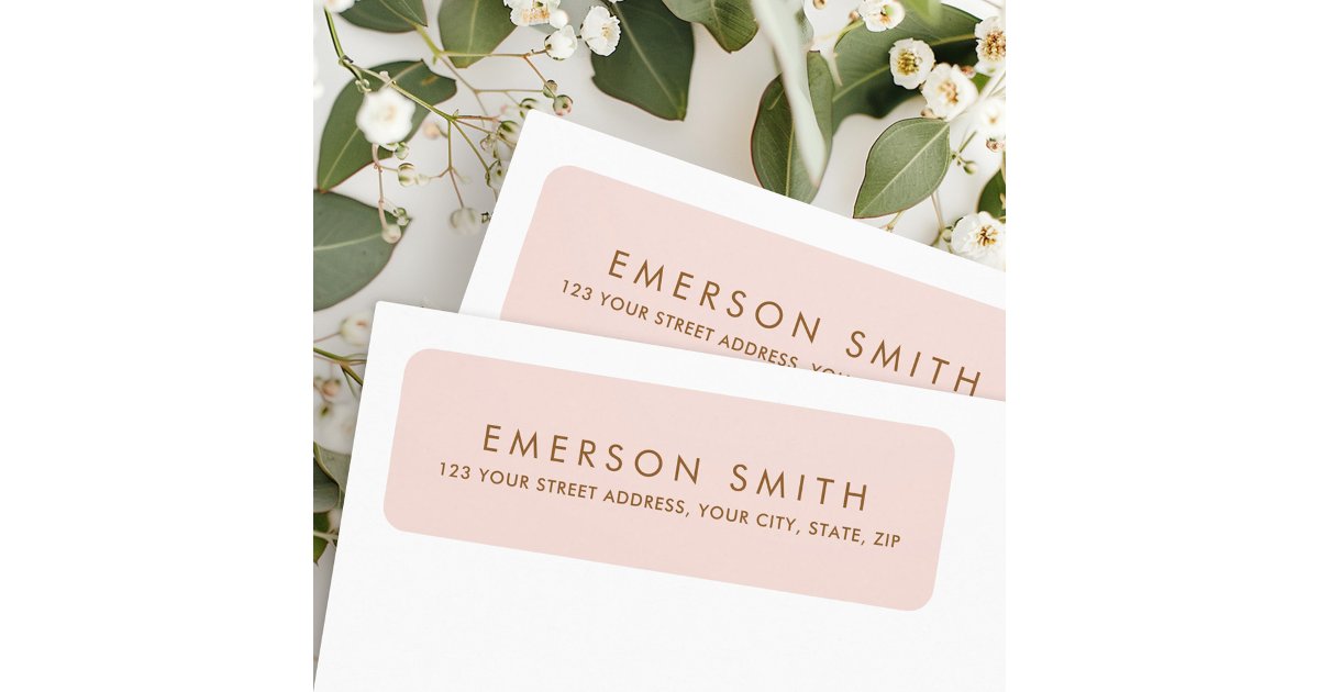 Elegant blush pink minimalist return address label | Zazzle