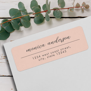 Elegant Blush Pink Minimalist Script Name Label