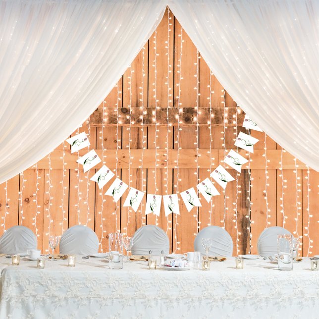 Elegant Blush Pink Minimalist Tulip Floral Bunting Flags (Creator Uploaded)