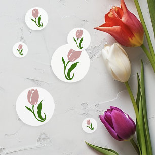 Elegant Blush Pink Minimalist Tulip Floral Confetti