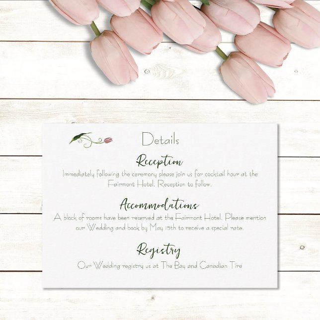 Elegant Blush Pink Minimalist Tulip Floral Enclosure Card (Creator Uploaded)
