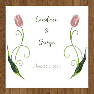 Elegant Blush Pink Minimalist Tulip Floral Floor Decals