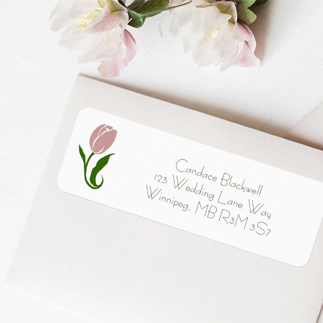 Elegant Blush Pink Minimalist Tulip Floral Label (Creator Uploaded)