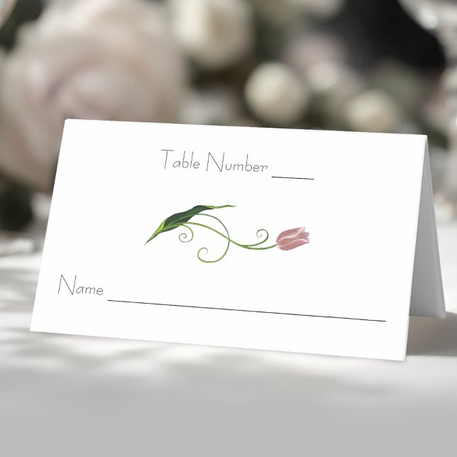 Elegant Blush Pink Minimalist Tulip Floral Place Card (Creator Uploaded)