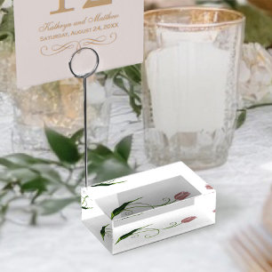 Elegant Blush Pink Minimalist Tulip Floral Place Card Holder