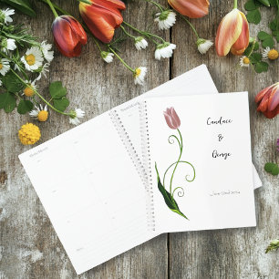 Elegant Blush Pink Minimalist Tulip Floral Planner
