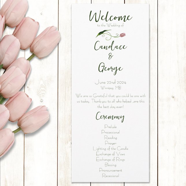 Elegant Blush Pink Minimalist Tulip Floral Program (Creator Uploaded)