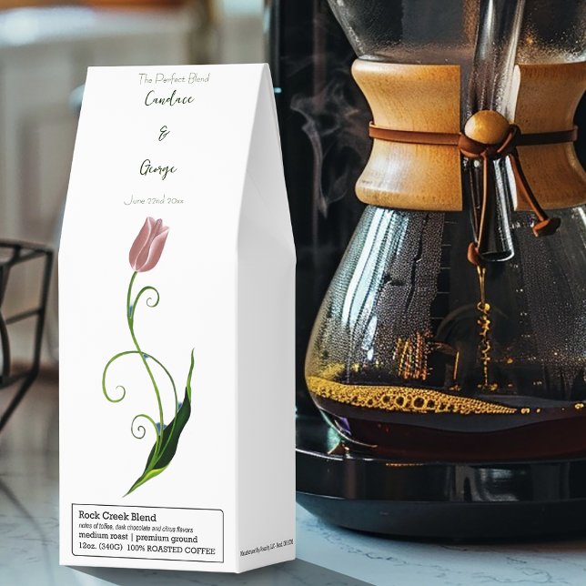 Elegant Blush Pink Minimalist Tulip Floral Roasted Coffee (Creator Uploaded)