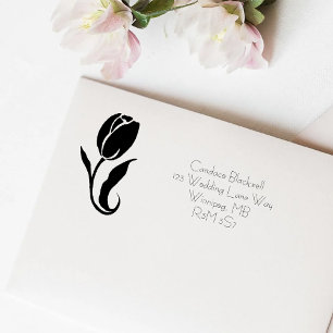 Elegant Blush Pink Minimalist Tulip Floral Self-inking Stamp