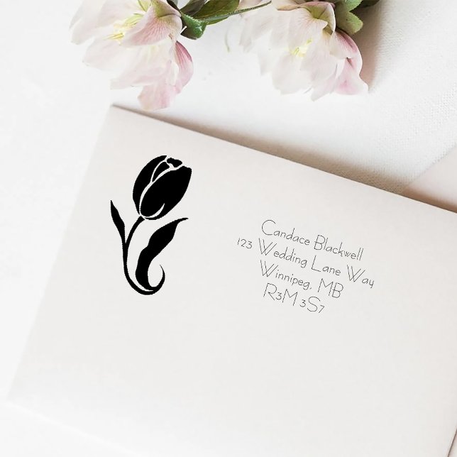 Elegant Blush Pink Minimalist Tulip Floral Self-inking Stamp (Creator Uploaded)