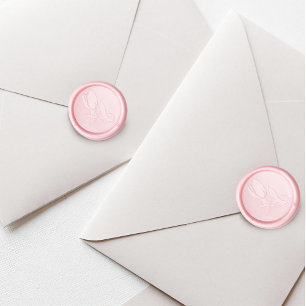 Elegant Blush Pink Minimalist Tulip Floral Wax Seal Sticker